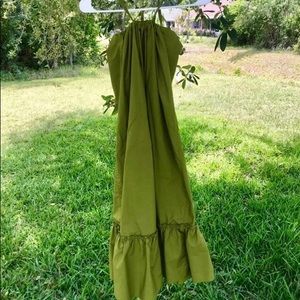 Olive Boho Halter Dress